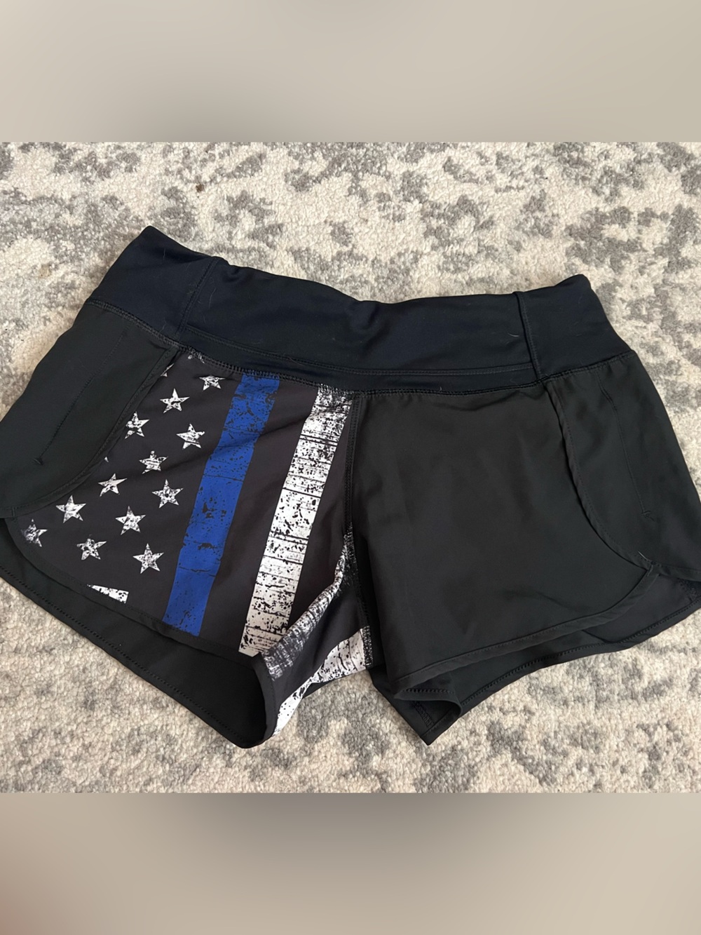 Born Primitive Black Athletic Shorts with Blue and White Flag Liner